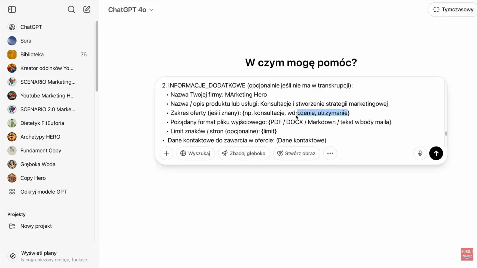 Oferta handlowa w ChatGPT: procedura krok po kroku